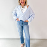 Light Blue V Neck Top