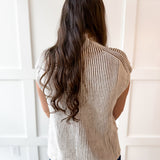 Two Tone Knit Vest Top- Camel