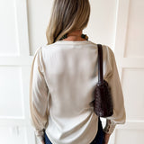 Split Neck Blouse - Ecru