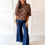 Polka dot Knit Cardigan - Brown