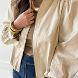 Puff Sleeve Bubble Hem Jacket- Ecru
