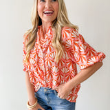 Geo Print Ruffled Top