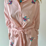 Poplin Hummingbird Shirt & Short Set - Peach