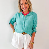 Button down Linen Top- Capri