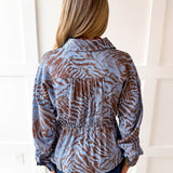 Peplum Shirt - Camel Blue