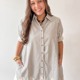 Stripe Dress with Lace Accent Detail Dress