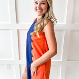 Lettie Sunkist Dress - Navy/Orange