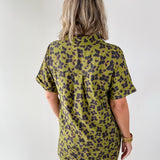 Butterfly Print Shirt Dress - Olive