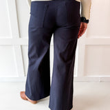 Seam High Waisted Flare Pants - Navy