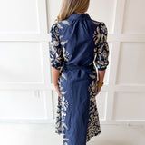 Multi Print Contrast Band Midi Dress