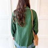 Accent Trim Shift Dress - Green