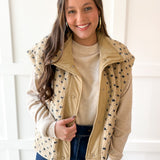 Polka Dot Sherpa Vest-Navy