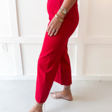 Soft Washed Wide Leg Pants- Scarlet