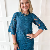 Lace Short Sleeve Mini Dress