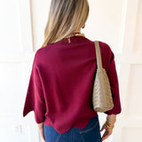 Scallop Cape Style Knit Top - Merlot