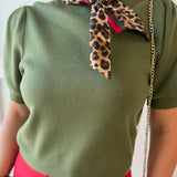 Mock Neck Crop Knit top-  Olive