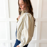 Puff Sleeve Bubble Hem Jacket- Ecru