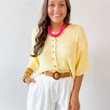 Boxy Knit Cardigan - Yellow