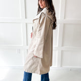 Water Resistant Midi Coat -  Beige