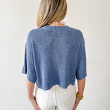 Boxy Knit Cardigan - Dusty Blue