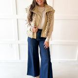 Polka Dot Sherpa Vest-Navy