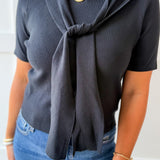 Top with Contrast Sweater- Black