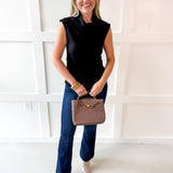 Asymmetric Wide High Neck Top - Black