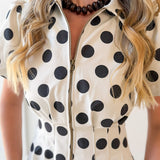 Polka Dot Utility Dress - Ivory