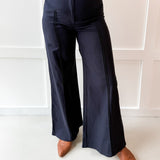 Seam High Waisted Flare Pants - Navy