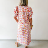 Floral Ruffled Neck Dress - Lavendar