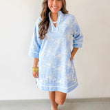 Scallop Trim 3D Embroidery Shift Dress