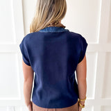 Denim Trench Pocket Top
