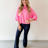 Mock Neck 3/4 Sleeve Sweater