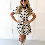 Polka Dot Utility Dress - Ivory