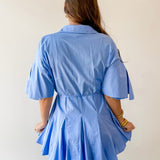 Button Down Pleated Mini Dress