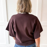 Wide Sleeve Knit Top - Brown