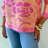 Floral Jacquard Knit Mock Neck