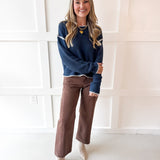 Contrast Stitch Sweater - Navy