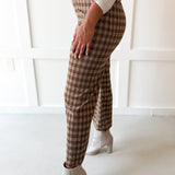 Plaid Straight Leg Pant - Golden Brown