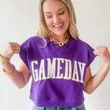 Gameday Boxy CropTerry Top- Purple