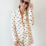 Polka Dot Linen Blazer & Shorts