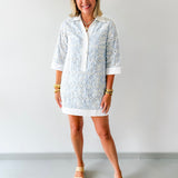 Contrast Lace Eyelet Dress
