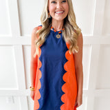 Lettie Sunkist Dress - Navy/Orange