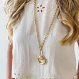 Floral Eyelet Hem Top & Midi Skirt Set - Natural