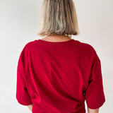 Round Neck Ribbed Band Top - Burgandy