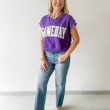 Gameday Boxy CropTerry Top- Purple