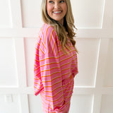 Terry Stripe  Top & Skort Set - Pink-OJ
