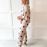 Round Neck Polka Dot Knit Top & Pant Set