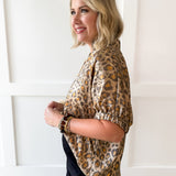 Metaillic Leopard Top-Taupe