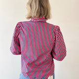 Bow Striped Top - Pink Pine